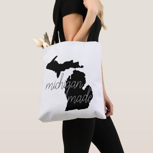 Michigan maakte Typografie met zwart Silhouette Tote Bag (Dichtbij)