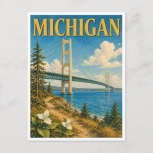 Michigan Mackinac Bridge GeoSaga Briefkaart