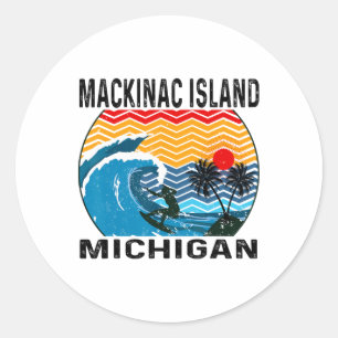 Michigan Mackinac Island Surfplank Surfen Ronde Sticker