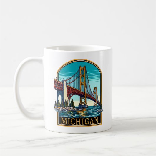 Michigan Mackinaw Bridge Koffiemok (Links)