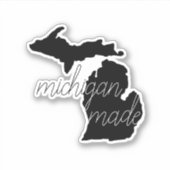Michigan Made Black Silhouette State Sticker (Voorkant)