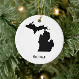 Michigan Map - Black and White Modern Michigan Map Keramisch Ornament