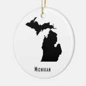 Michigan Map - Black and White Modern Michigan Map Keramisch Ornament (Links)