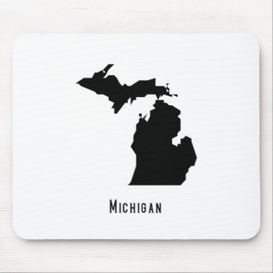 Michigan Map - Black and White Modern Michigan Map Muismat