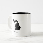 Michigan Map - Black and White Modern Michigan Map Tweekleurige Koffiemok (Voorkant links)