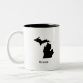 Michigan Map - Black and White Modern Michigan Map Tweekleurige Koffiemok (Links)