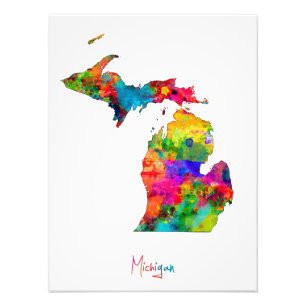Michigan Map Foto Afdruk
