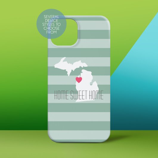Michigan Map Home State Love met Custom Heart Case-Mate iPhone Case