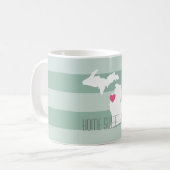 Michigan Map Home State Love met Custom Heart Koffiemok (Voorkant links)