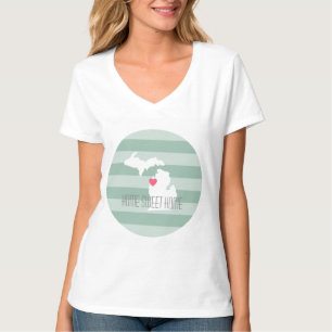 Michigan Map Home State Love met Custom Heart T-shirt