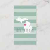 Michigan Map Home State Love met Custom Heart Visitekaartje (Voorkant)