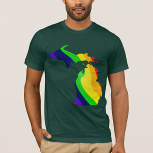 Michigan Map in a Rainbow T-Shirt