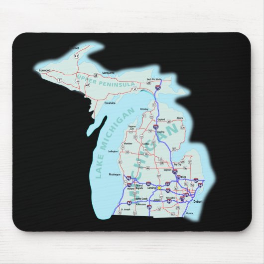 Michigan Map Mousepad Muismat (Voorkant)