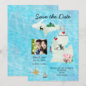 Michigan Map opslaan Dater Save The Date (Voorkant / Achterkant)