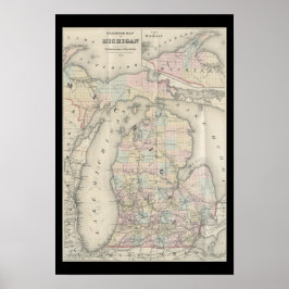  Michigan Map Poster