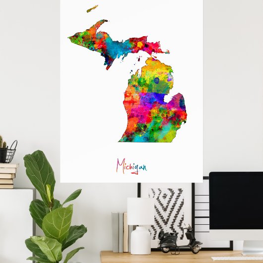 Michigan Map Poster (Thuiskantoor)