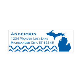 Michigan Map Return Address Garland Star Self-inki Zelfinktende Stempel