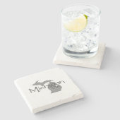 Michigan Map Shaped  Gray Chalkboard Stenen Onderzetter (Zijkant)