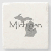 Michigan Map Shaped  Gray Chalkboard Stenen Onderzetter (Voorkant)