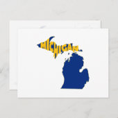 Michigan Map Shaped Word Art Wolverine State Blue Briefkaart (Voorkant / Achterkant)