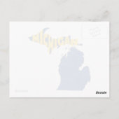 Michigan Map Shaped Word Art Wolverine State Blue Briefkaart (Achterkant)