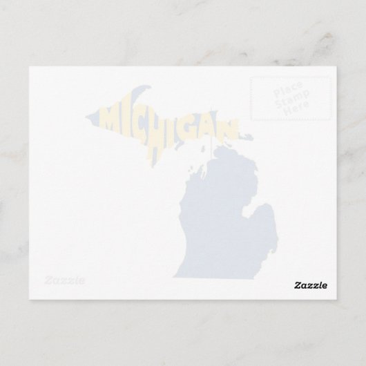 Michigan Map Shaped Word Art Wolverine State Blue Briefkaart (Achterkant)
