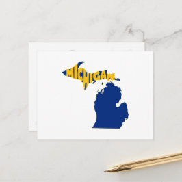 Michigan Map Shaped Word Art Wolverine State Blue Briefkaart