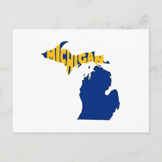 Michigan Map Shaped Word Art Wolverine State Blue Briefkaart (Voorkant)