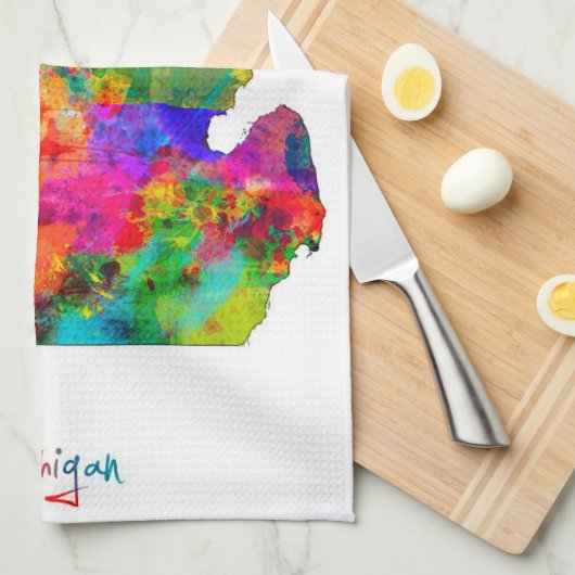 Michigan Map Theedoek (Quarter Fold)