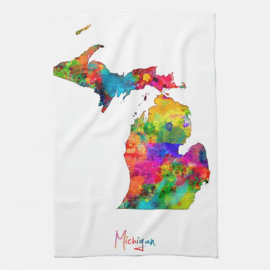 Michigan Map Theedoek (Verticaal)