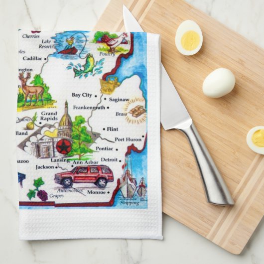  Michigan Map Theedoek (Quarter Fold)