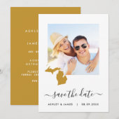 Michigan Map Wedding Save the Date Card (Voorkant / Achterkant)
