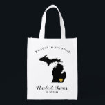 Michigan Map Wedding Welcome Bag Black & Gold Tas Boodschappentas<br><div class="desc">Vul deze welkomsttas met favoriete godies voor je gasten als ze in Michigan aankomen!</div>