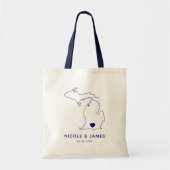 Michigan Map Wedding Welcome Bag Tas, marine Tote Bag (Voorkant)