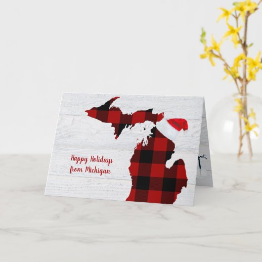 Michigan met buffelstaart en Santa pet Kaart (Gele Bloem)