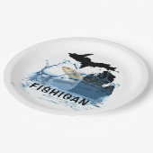 Michigan met grote vis in water papieren bordje (Gekanteld)