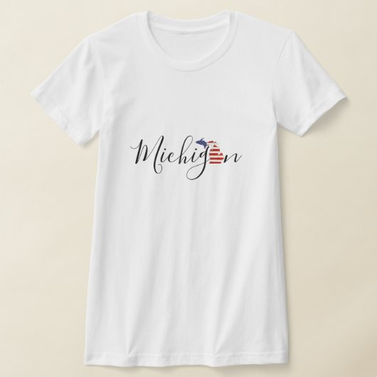 Michigan met vlag Grafisch T-shirt (Laagn)