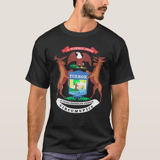Michigan MI staat Vlag USA T Shirt (Voorkant)