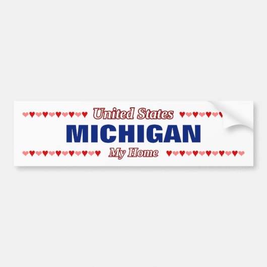 MICHIGAN - Mijn thuisland - Verenigde Staten; Hart Bumpersticker (Voorkant)