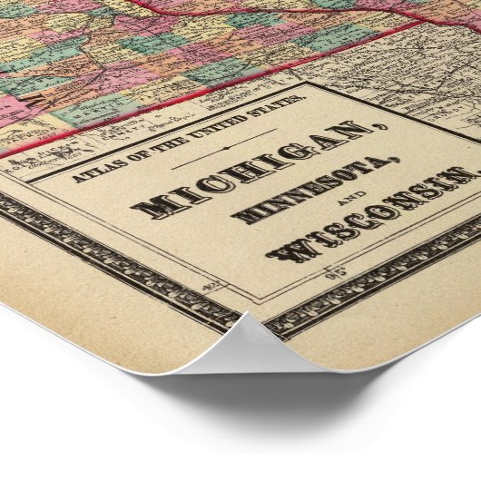 Michigan, Minnesota en Wisconsin Poster (Hoek)
