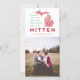 Michigan Mitten Foto Greeting (Moderne Kerstmis) Feestdagenkaart