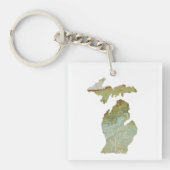 Michigan Mitten Love Minimalist Boho Floral Sleutelhanger (Voorkant)