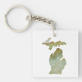 Michigan Mitten Love Minimalist Boho Floral Sleutelhanger