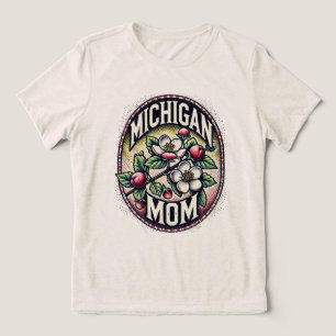 Michigan Mom Cherry Blossom Tree State Flower Tri-Blend Shirt