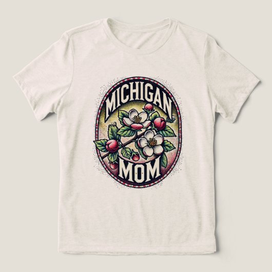 Michigan Mom Cherry Blossom Tree State Flower Tri-Blend Shirt (Design voorkant)