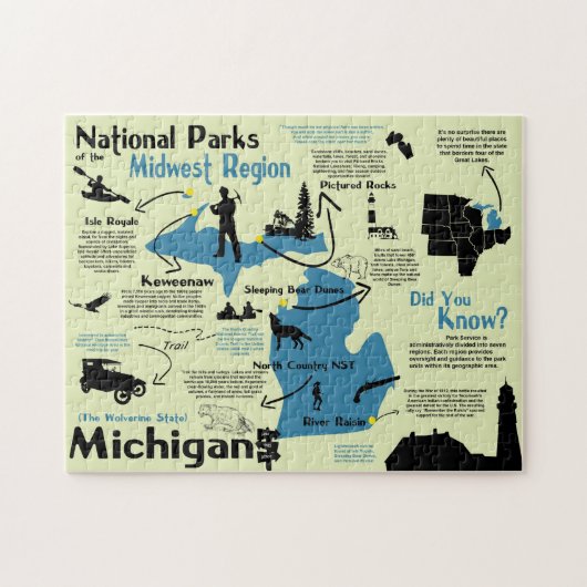 Michigan National Parks Infographic Map Legpuzzel (Horizontaal)