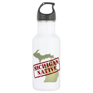 Michigan Native Stamped op Kaart Waterfles