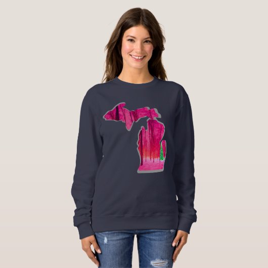 Michigan Navy Blue Sweatshirt met ROZE Michigan! (Voorkant volledig)
