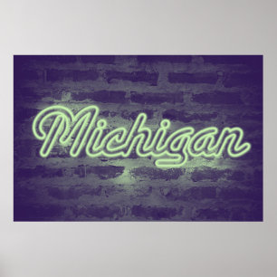 'Michigan' Neon Light Sign - Mint Choc Poster