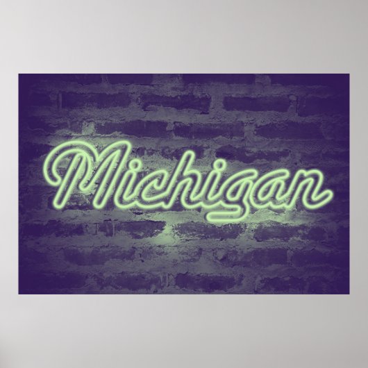 'Michigan' Neon Light Sign - Mint Choc Poster (Voorkant)